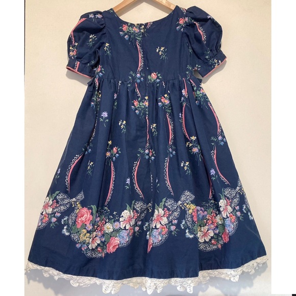 Vintage Handmade Daisy Kingdom Girls Dress Blue With Floral Border Size 7 - Picture 10 of 10